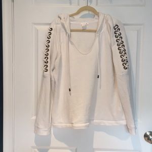 White hoodie with shoulder detail